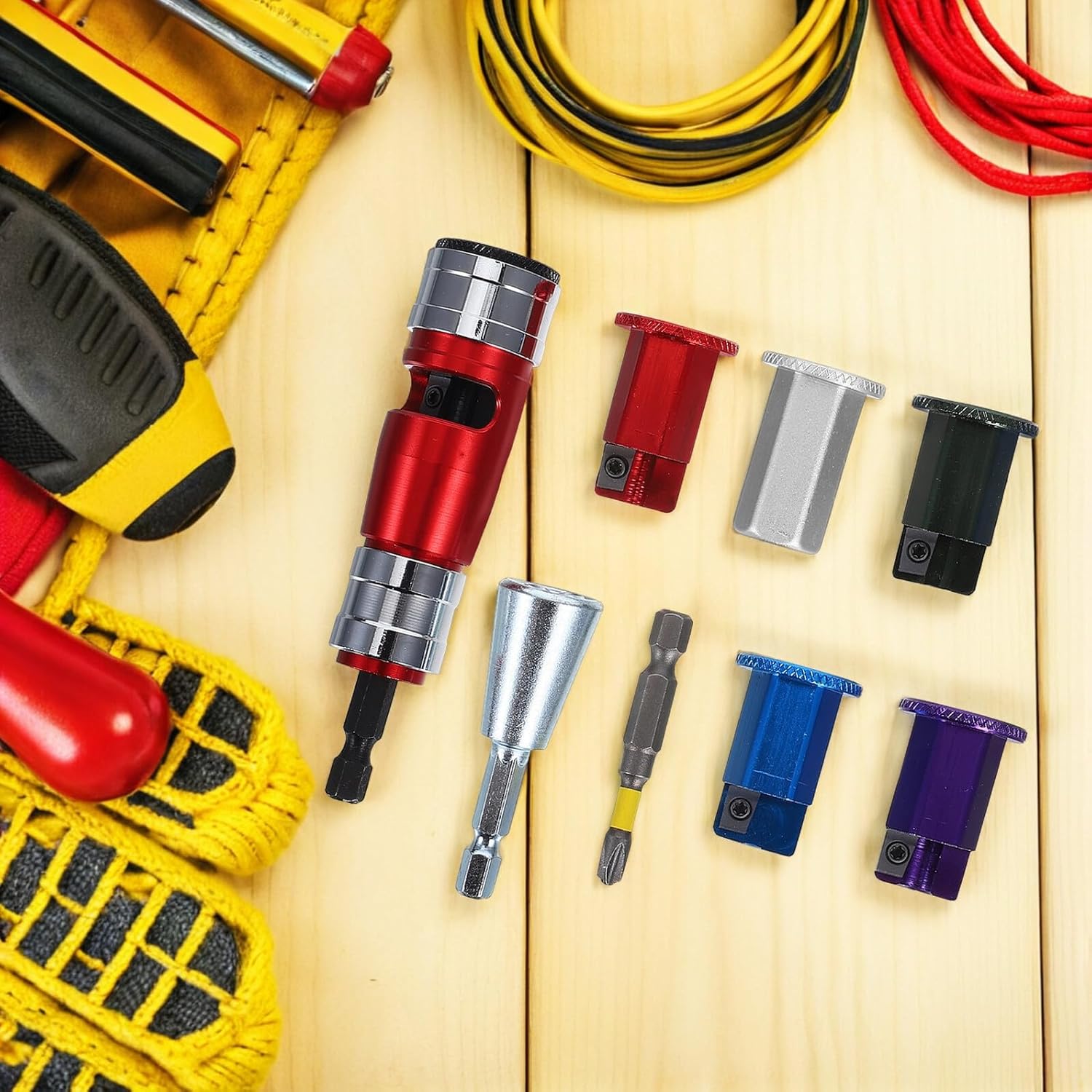 Electric Wire Stripper Kit Multi-Function Cable Stripping Tool for Flexible and Rigid Wires with 8 Pieces Plastic Case for Electricians Home Use