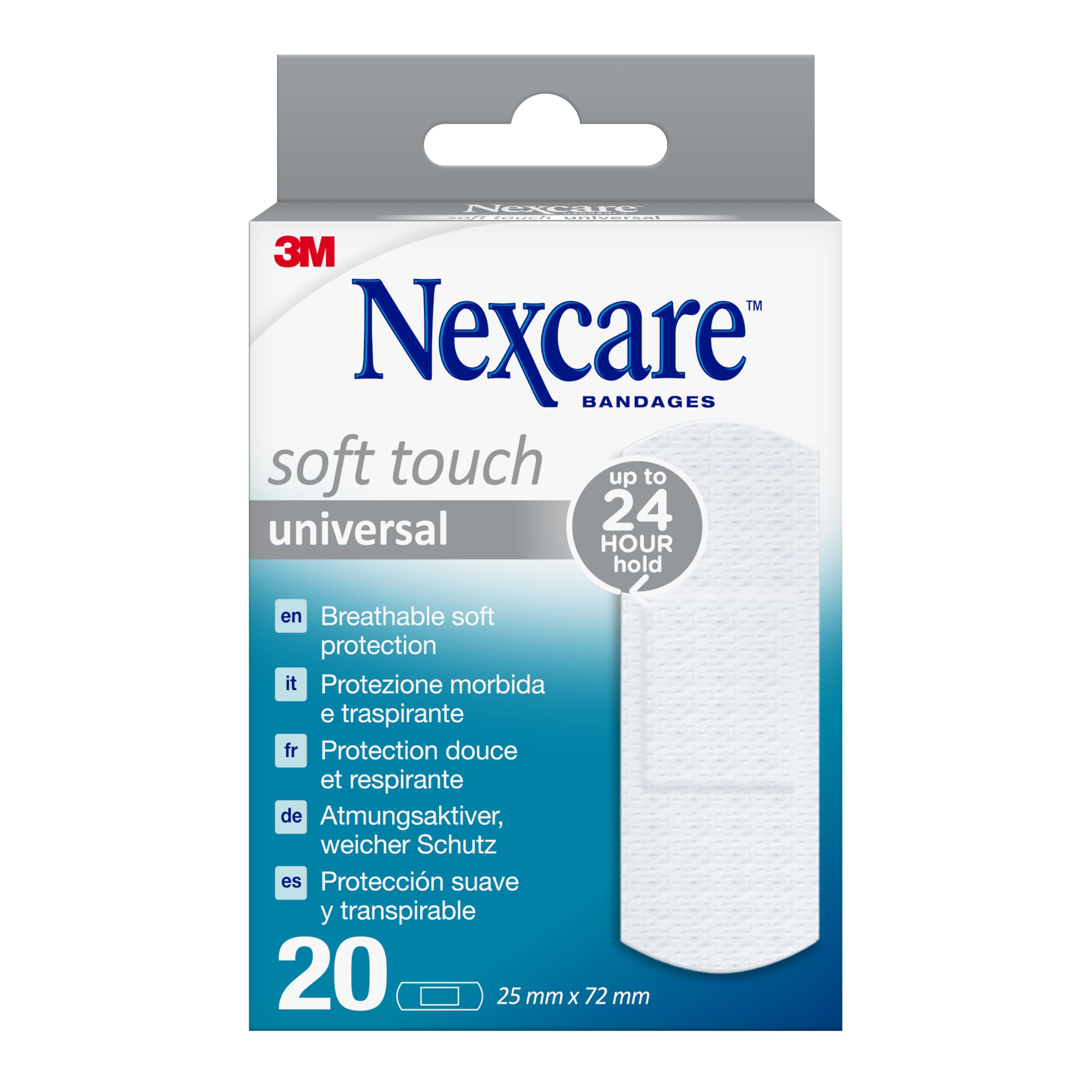 Nexcare Universal Soft Touch Plasters, 25 mm x 72 mm, 20/Pack