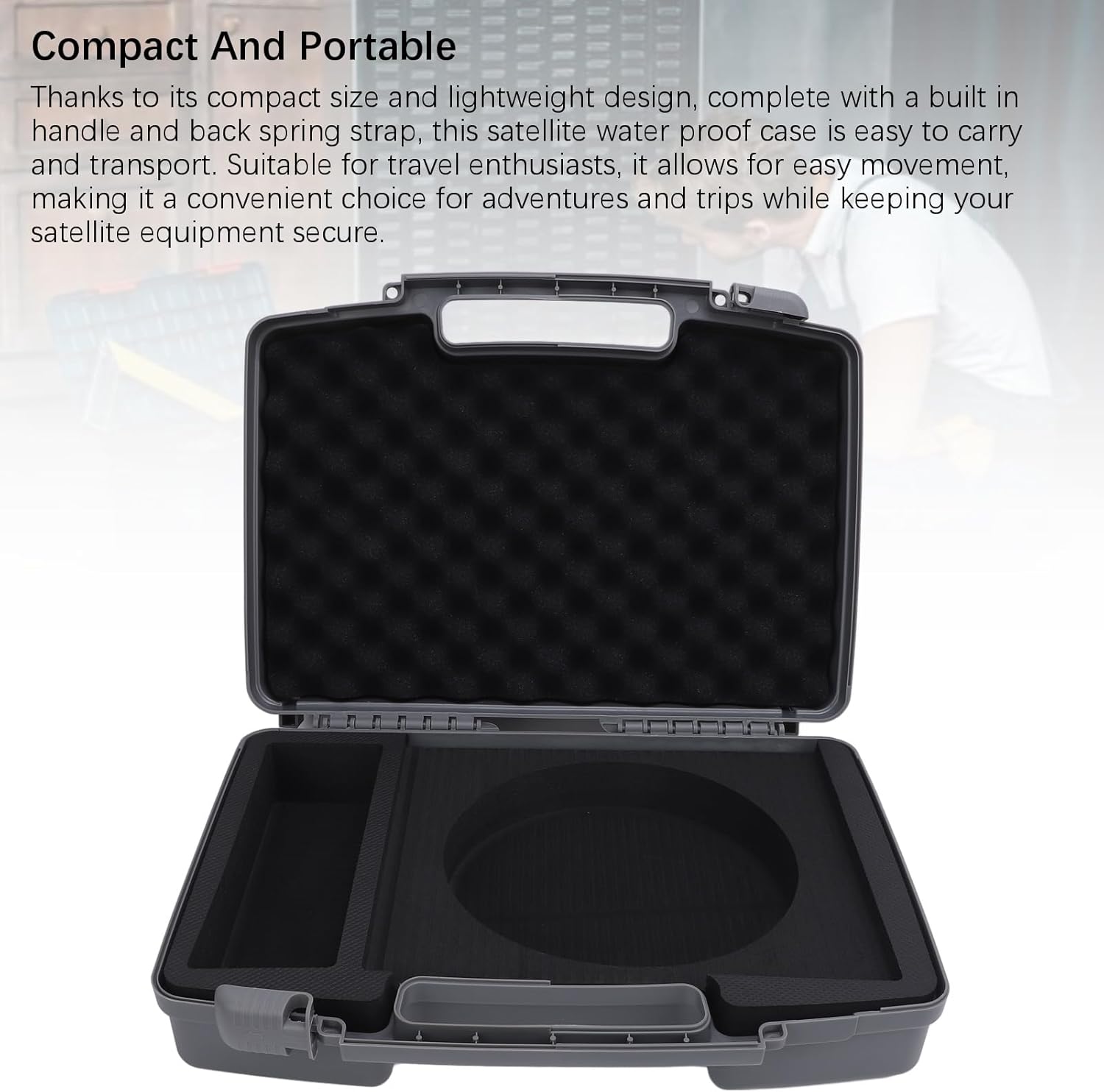 YWBL-WH Large Capacity Portable Satellite Hard Carrying Travel Case, Water Proof, Dust Proof, Abrasion with Soft Foam Interior, Compact Size and Lightweight Design