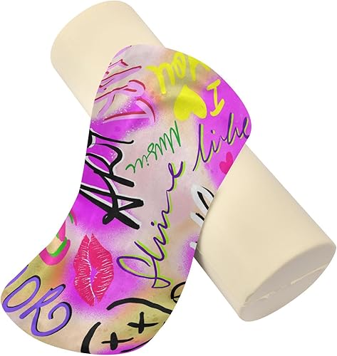 Miniatura 4 de JUNZAN Abstract Hand Writing Text Bolster Pillow and Cover Therapeutic Neck Roll Pillow Round Pillow Insert 17 Inch for Legs Support Pillow Cylinder