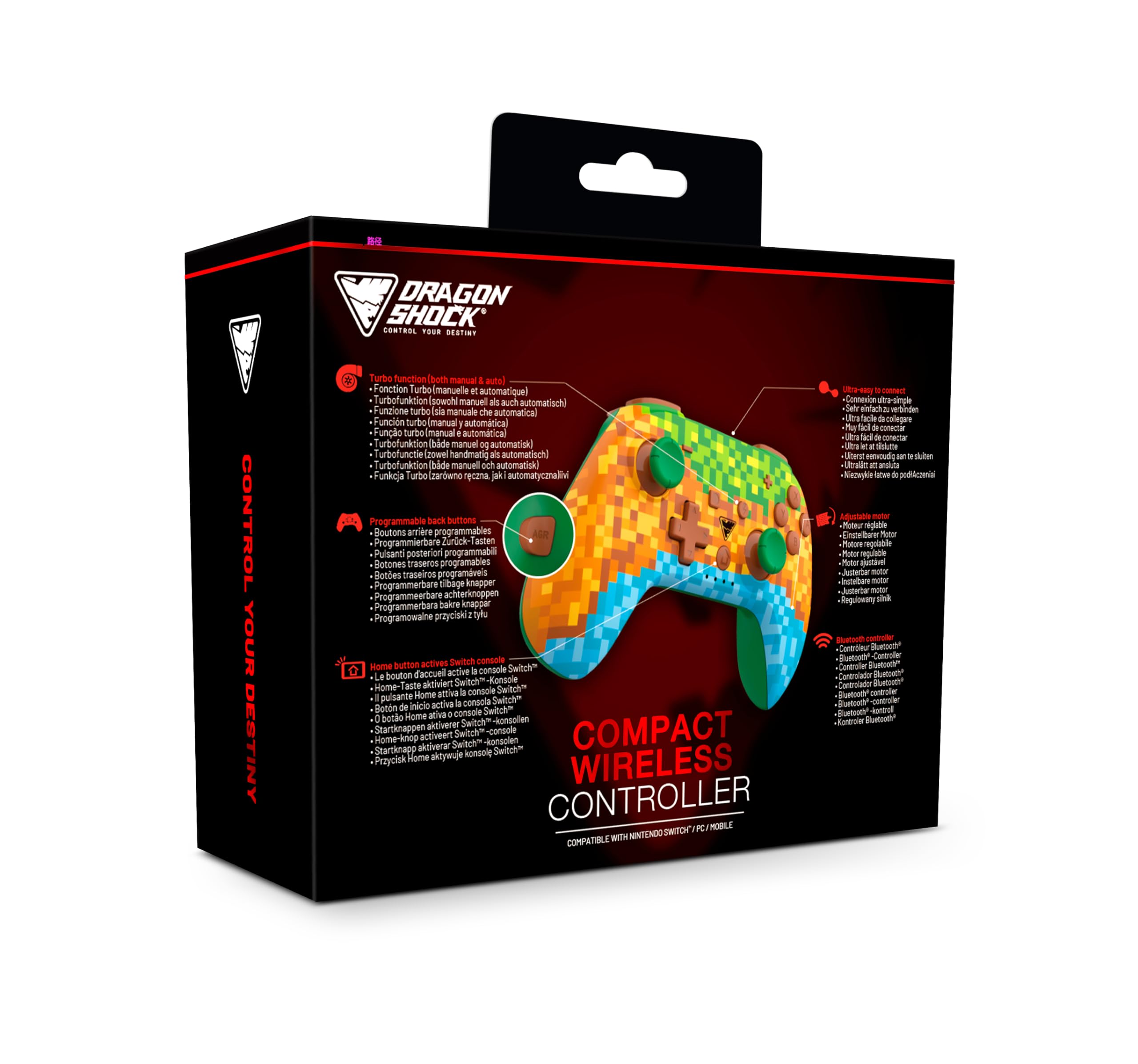 DragonShock PopTop Manette Bluetooth compacte sans fil compatible avec Nintendo Switch et PC Style Cubes/Mindc.2 Style