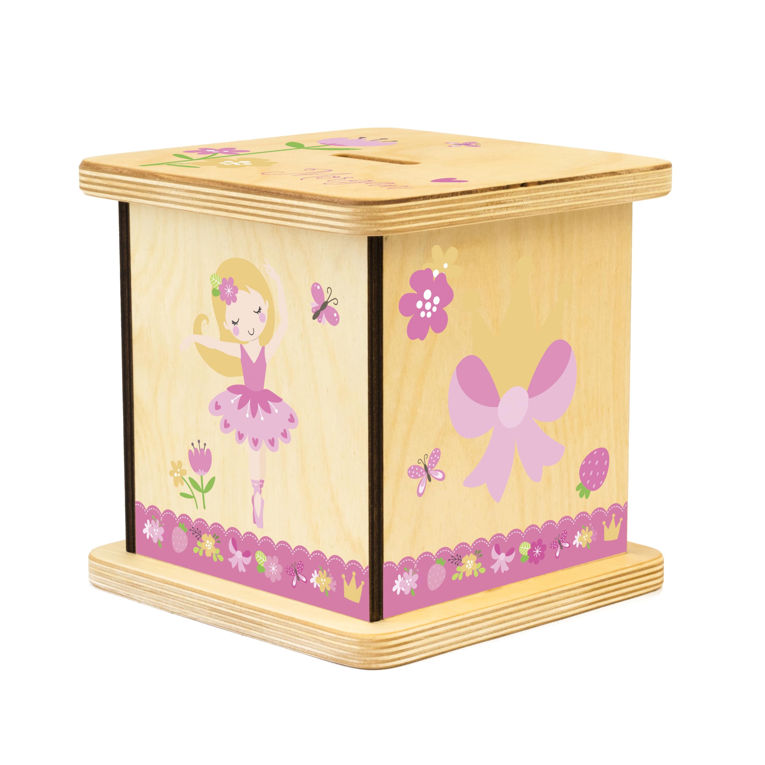 Wooden Piggy Bank for Kids and Adults, Personalized Gift Handmade in USA by BloomOwl, Custom Piggy Bank, Personalized Banks for Kids, Gifts for Baby Boys and Girls (Dance)