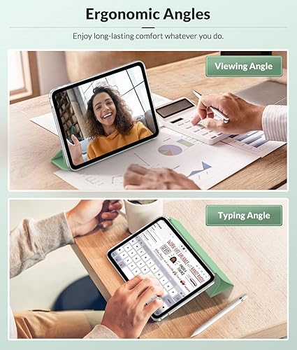 Miniatura 5 de MoKo Funda para iPad de 10 generación 2022, iPad 10.9 con cubierta trasera de TPU suave translúcido esmerilado, funda protectora delgada con función