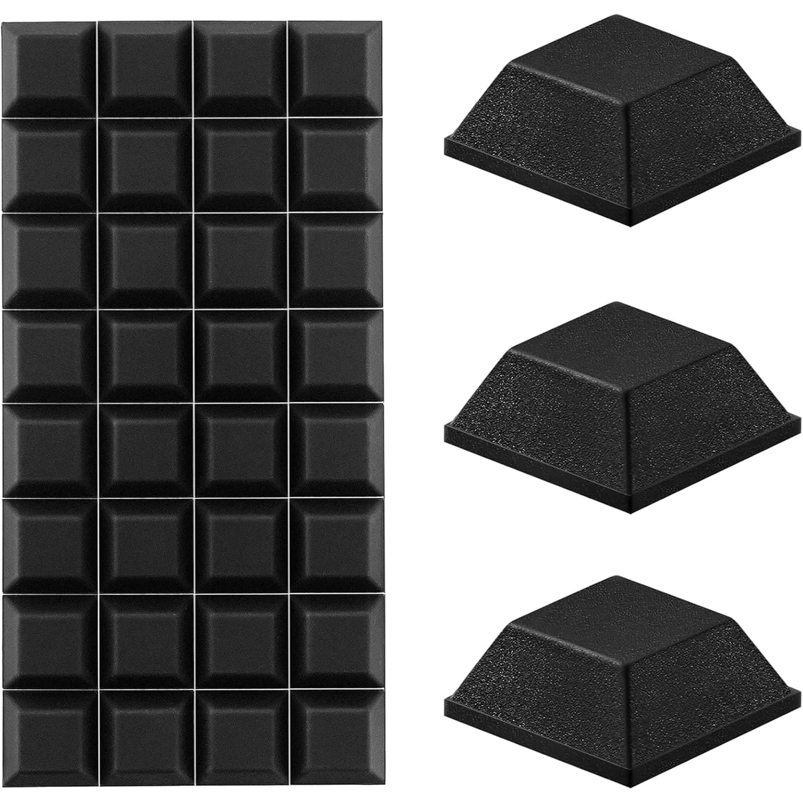 32 Pièces Pieds Autocollants en Silicone Noir, Amortisseurs Anti-Vibrations Silencieux Anti-Rayures pour Haut-Parleur/Appareils Ménagers/Meubles/Portes/Bureau