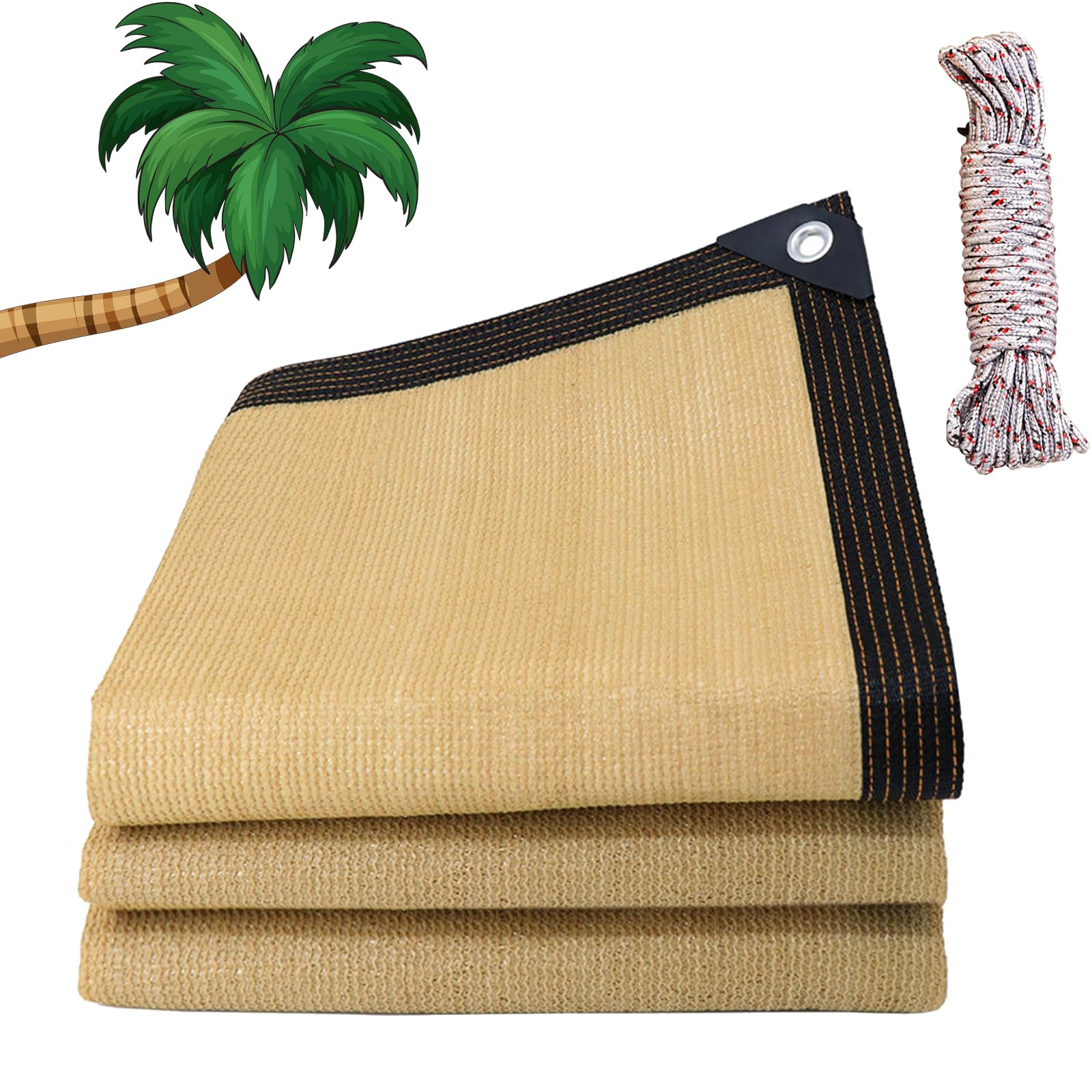 Filet d'ombrage extérieur 4x6m kaki 90% anti-UV pour pergola et jardin avec cordes