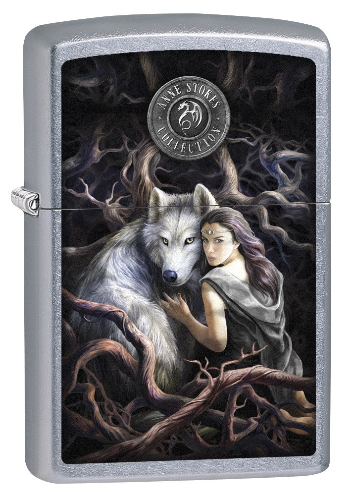 Amazon.com: Zippo Lighter: Anne Stokes Soul Bond, Woman with Wolf