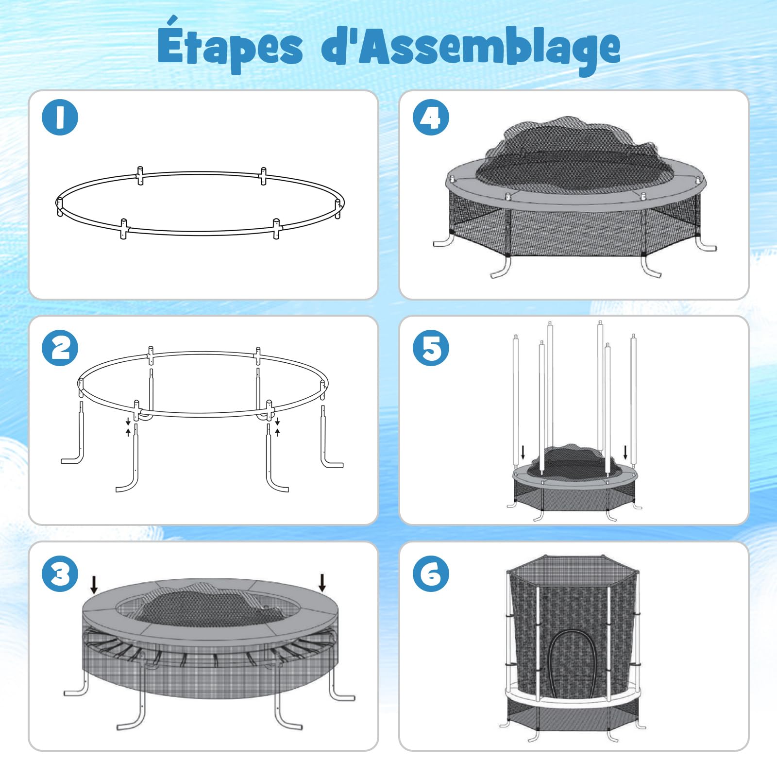COSTWAY Trampoline Extérieur Enfants Ø165 CM avec Filet de Sécurité, Trampoline Enfants avec Cadre en Acier & 6 Poteaux Recouvert de Mousse, Charge Max 135kg pour Garçon et Fille…