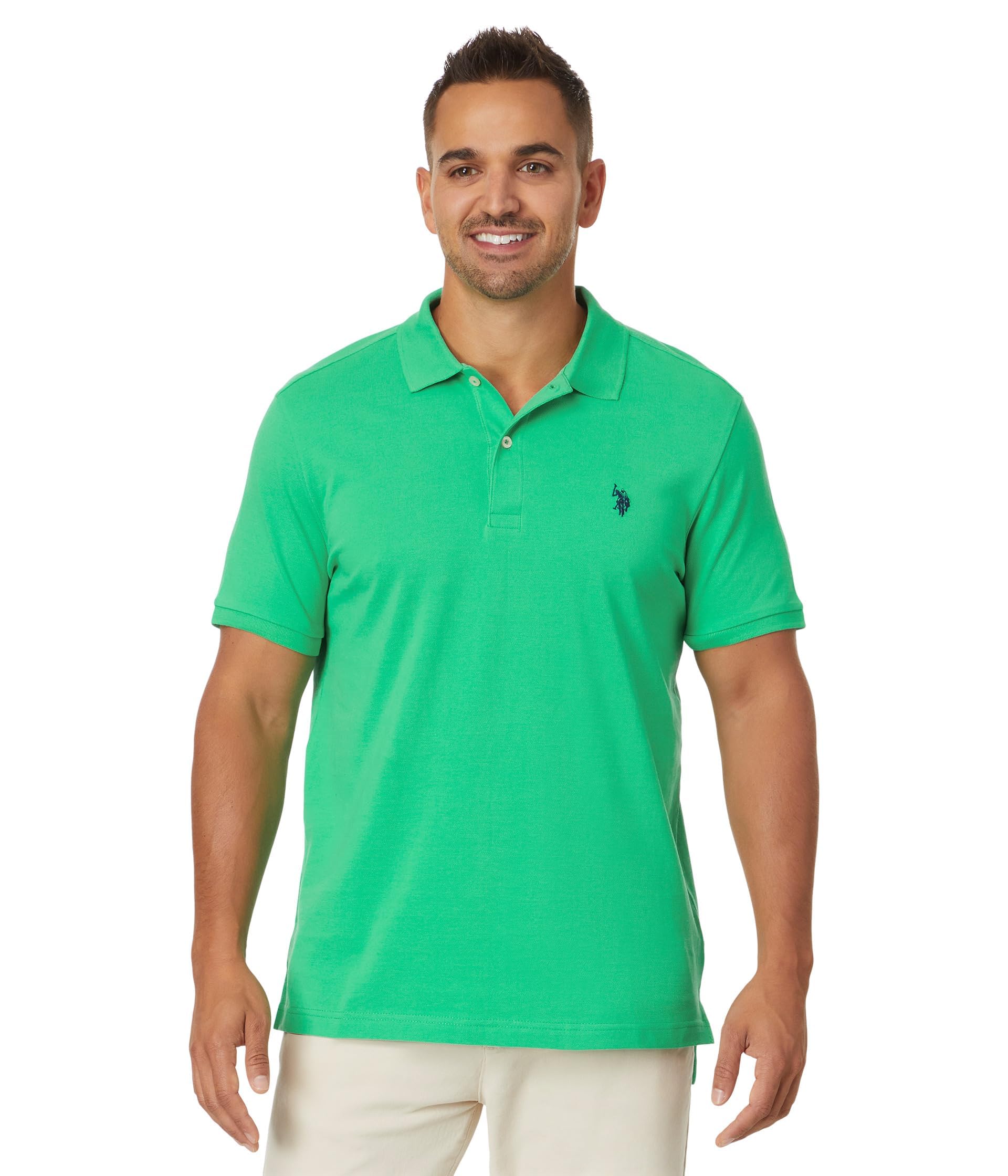 U.S. Polo Assn. Men's Classic Polo Shirt, Two-Button Closure Pique Polo Shirt, Summer Fashion Golf Shirt | Two-Button Closure Pique Polo Shirt, Summer Fashion Golf Shirt X-Large Spearmint Leaf