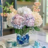 Vista 6 de HappyFiller 14 OZ Gemas acrílicas de imitación de cristal en forma de roca de hielo azul, transparentes mixtas para llenar jarrones de vidrio