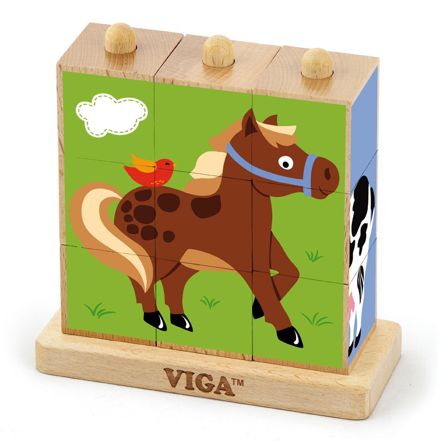 VIGA Stacking Cube Puzzle - Farm