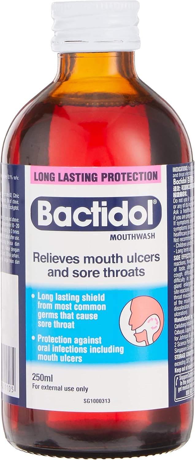 Bactidol Mouthwash for Sore Throat Relief, 250ml Amazon.sg Health