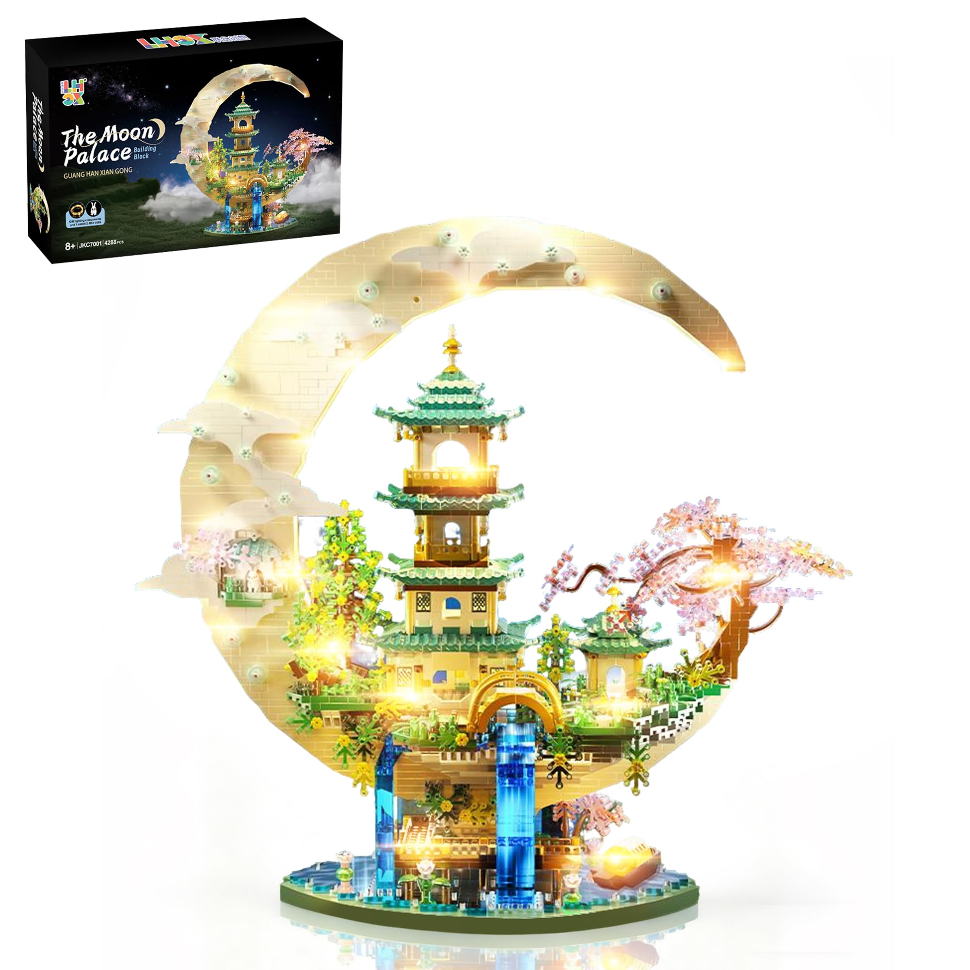 Photo 1 of **MISSING SOME PIECES AND INSTRUCTIONS** HUNKING Cherry Blossom Tree Micro Building Set with Moon Palace House Bricks