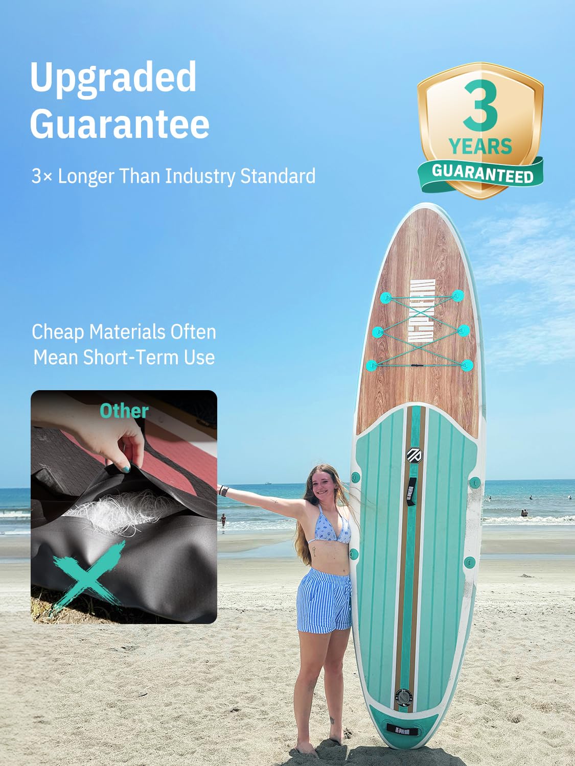 Niphean Nadmuchiwana deska SUP, ultralekka, stabilna, antypoślizgowa deska EVA, długość 320 cm, szerokość 84 cm, surfing, joga, wędkarstwo, dla początkujących