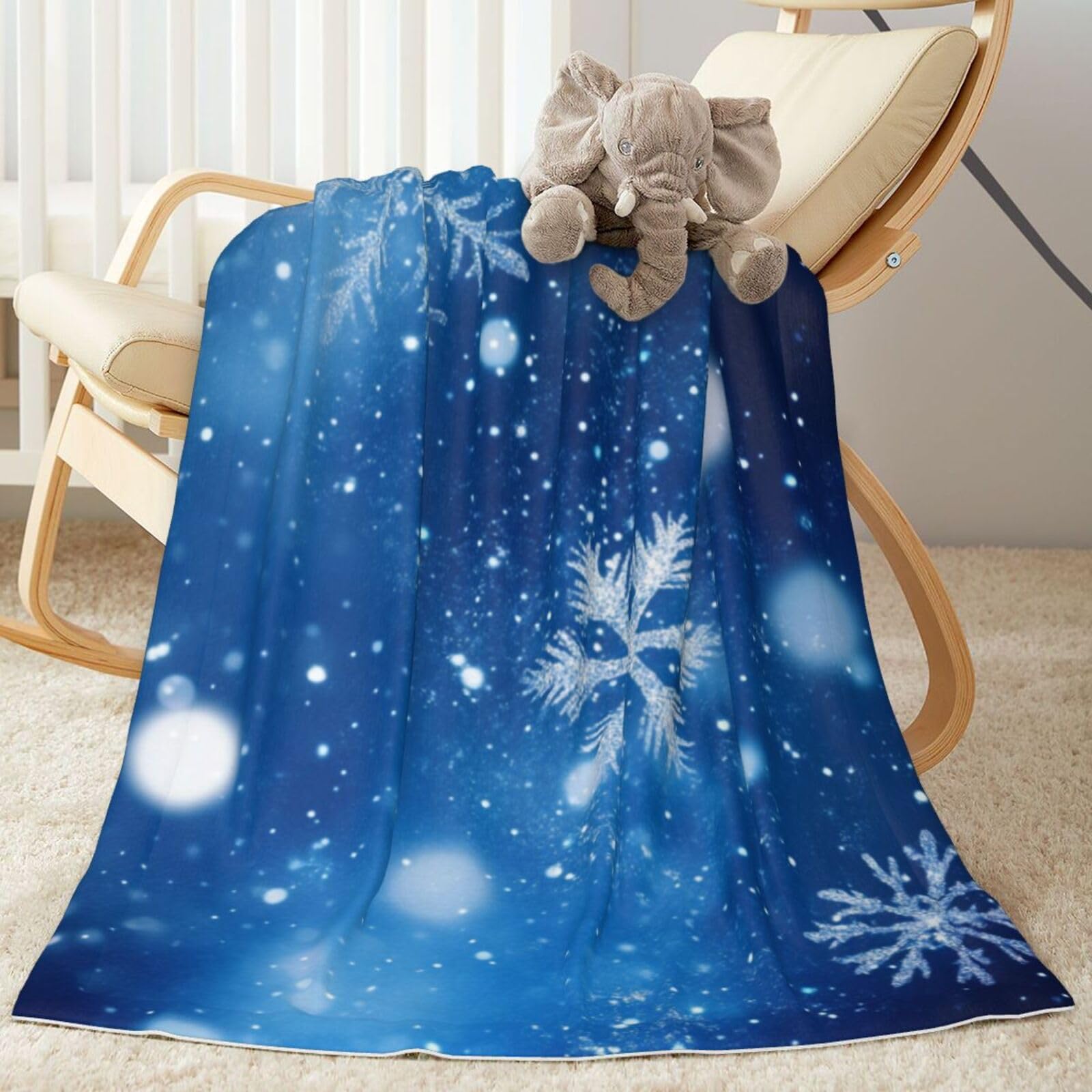 Baby Blanket Snowflake Snow Christmas Pattern Winter for Boy Girl Newborn 30x40 Inch Toddler Infant Nursery Throw Blankets Double Layer Comfy Soft Plush Stroller Crib Quilt