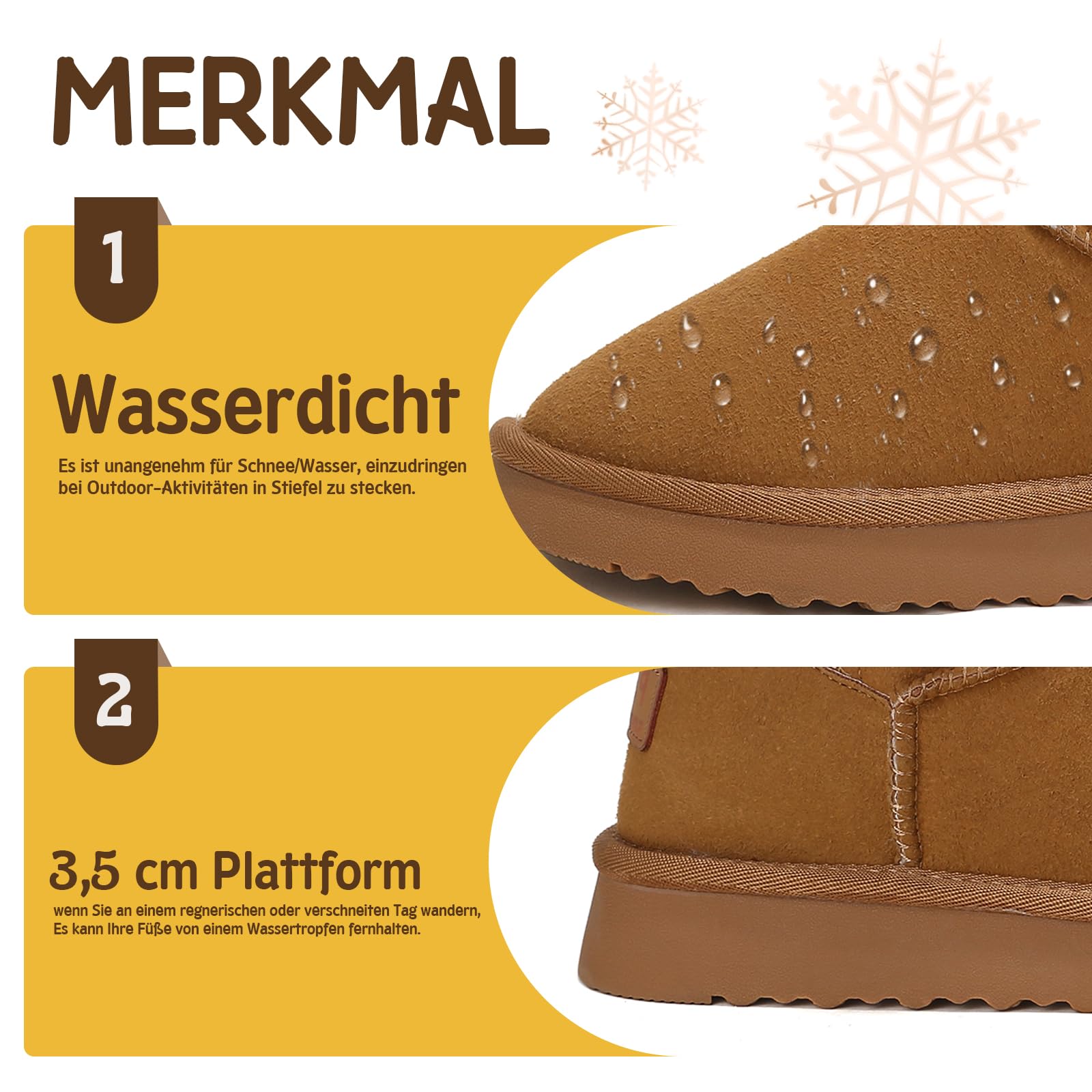 Jifenkla Stivali da Neve Donna Boots, Calde Foderata Scarpe da Invernali, Antiscivolo Stivali da Invernali, Comode Impermeabili Alti Scarpe da Neve