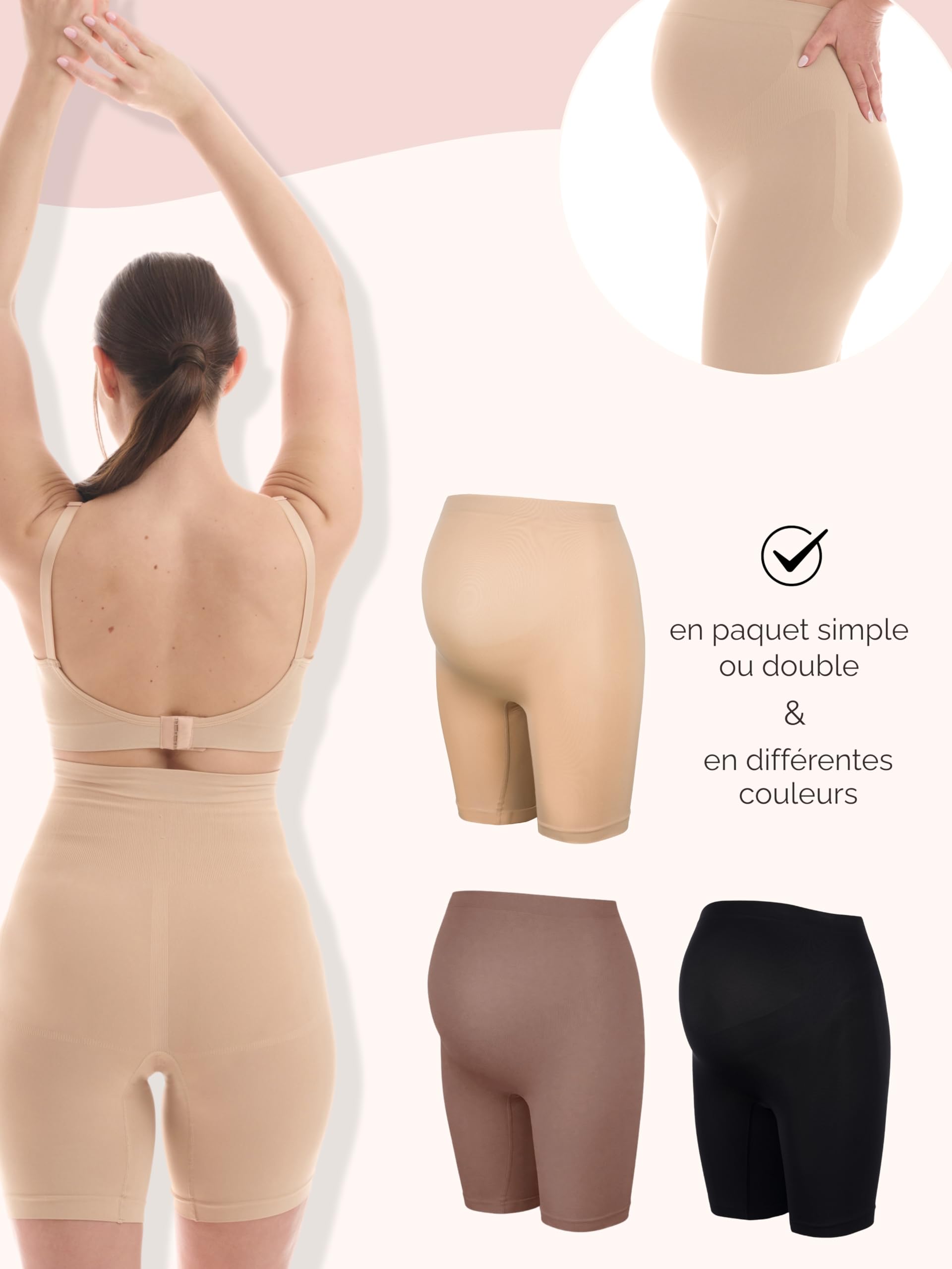 Herzmutter OekoTex100-5500 Maternity Panties - Pregnancy Panty - Anti Friction Thigh - Maternity Underwear - Under Dress - Pregnancy Shorty - Seamless - 5