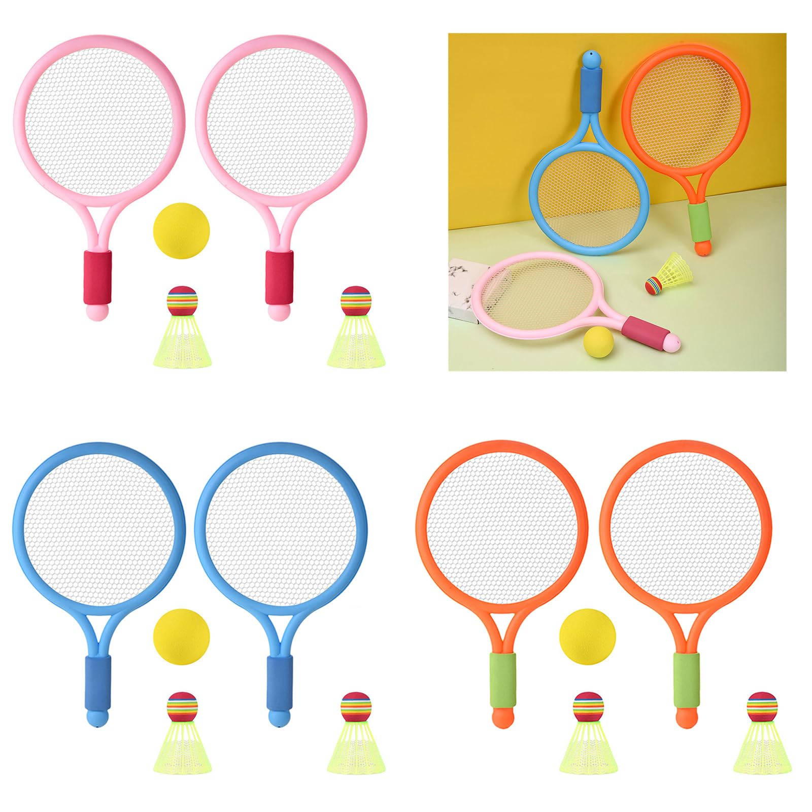 Juego de raqueta de tenis para niños, raqueta de bádminton con tenis y 2 volantes para interiores y exteriores, juego de playa