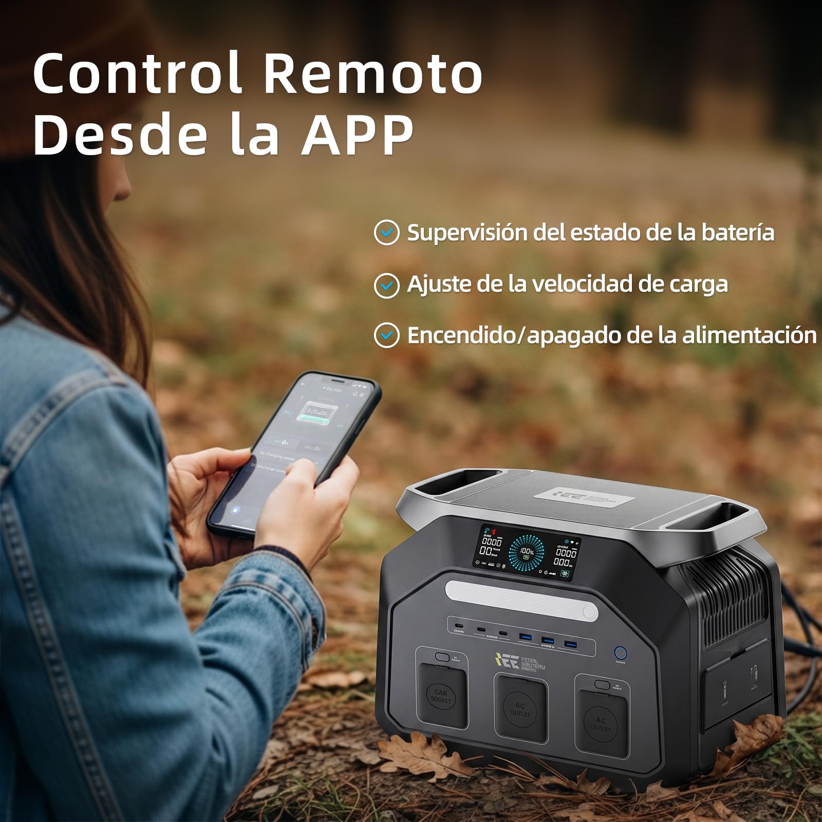 IEE 1800 W Generador solar (3600W Pico), Estación de Energía Portátil 1024 Wh con 200W Panel Carga del 0 al 80% en 45 min, 11 Puertos de salida UPS, Control por Aplicación