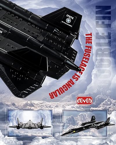 Miniatura 6 de dOvOb Militar SR-71 - Juego de bloques de construcción de la fuerza aérea Blackbird de reconocimiento (183 piezas), construcción de aviones y