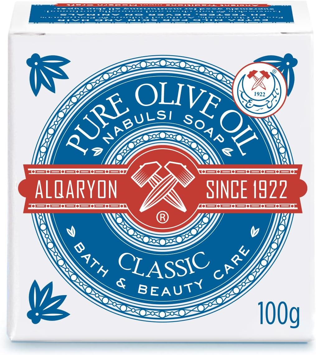 Classic Pure Olive Oil Nabulsi Soap 100 g, Curved Bar, Bath & Beauty Care كلاسيك صابون نابلسي من زيت الزيتون النقي، 100 جرام، قطعة الكيرڤ، للاستحمام و العناية بالجمال