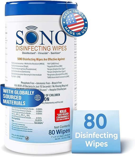SONO Disinfecting Wipes AlcoholFree, Unscented, No