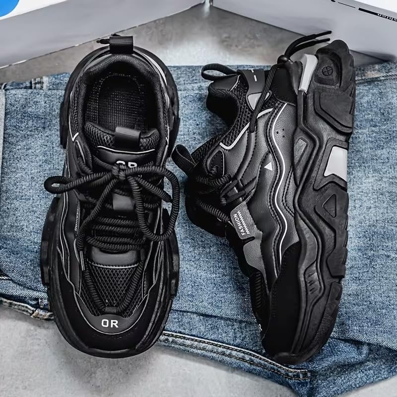 Image of Cruiser Men's Chunky Sneakers| Streetwear Fashion Shoes| Trendy & Stylish Lace Up Casual Sneakers | Durable Lightweight Comfortable Sports Running Walking Shoes, Cushioned Thick Insole Sneakers(2659)