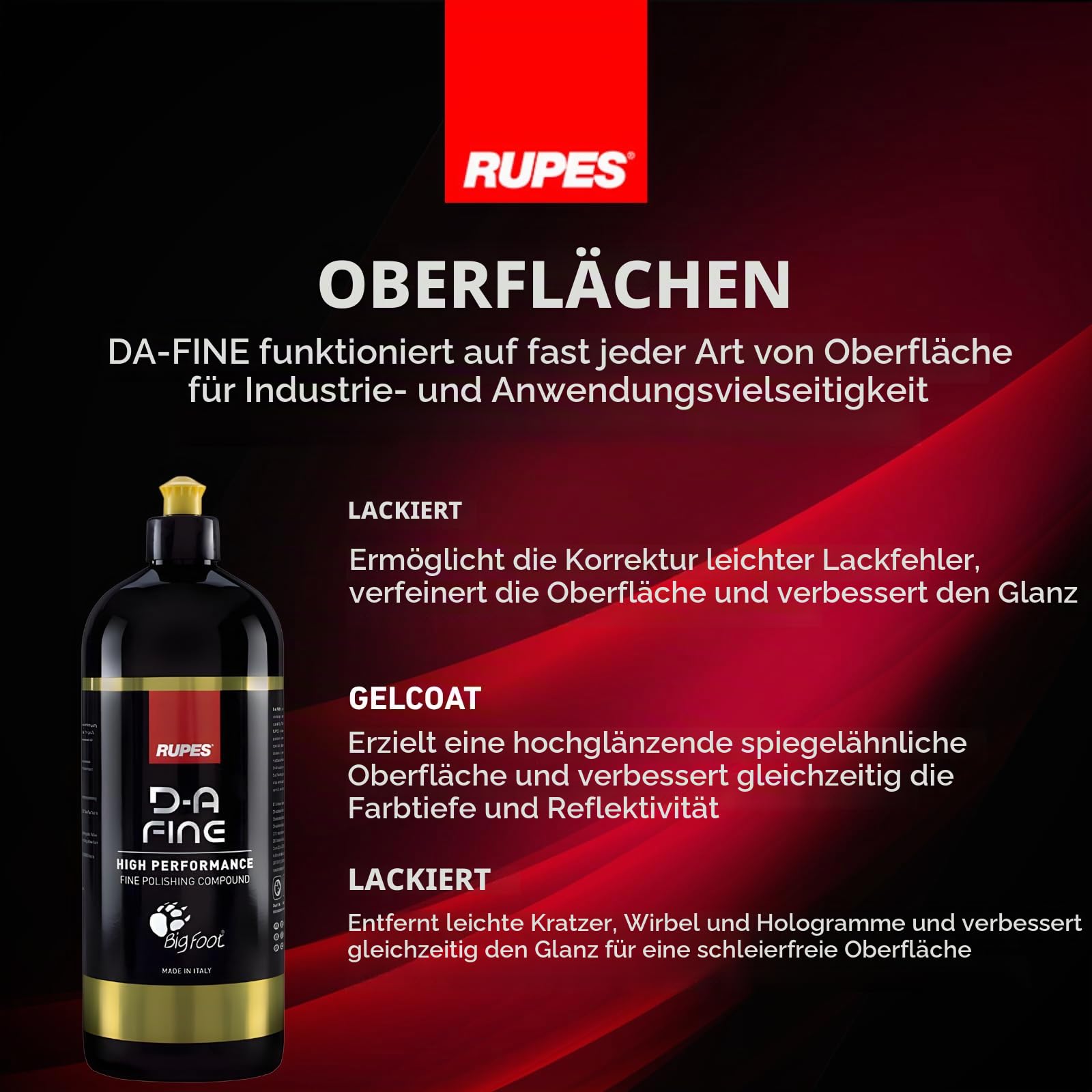 Rupes UHS Polierpaste/Auto Politur | 1L | Für kratzfeste Keramiklacke, Hochglanzverstärker, Silikonfrei