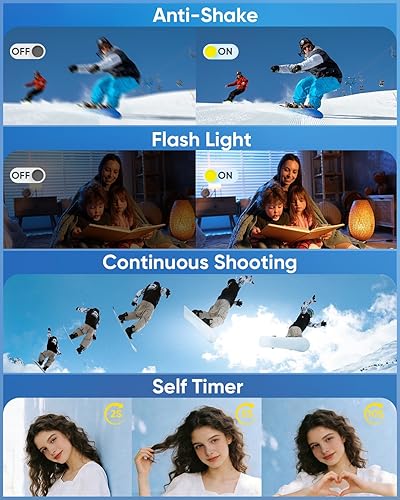 Vista 4 de Cámara digital 4K para fotografía, cámara de vlogging WiFi de 64MP para YouTube con pantalla abatible de 180°, enfoque automático antivibración