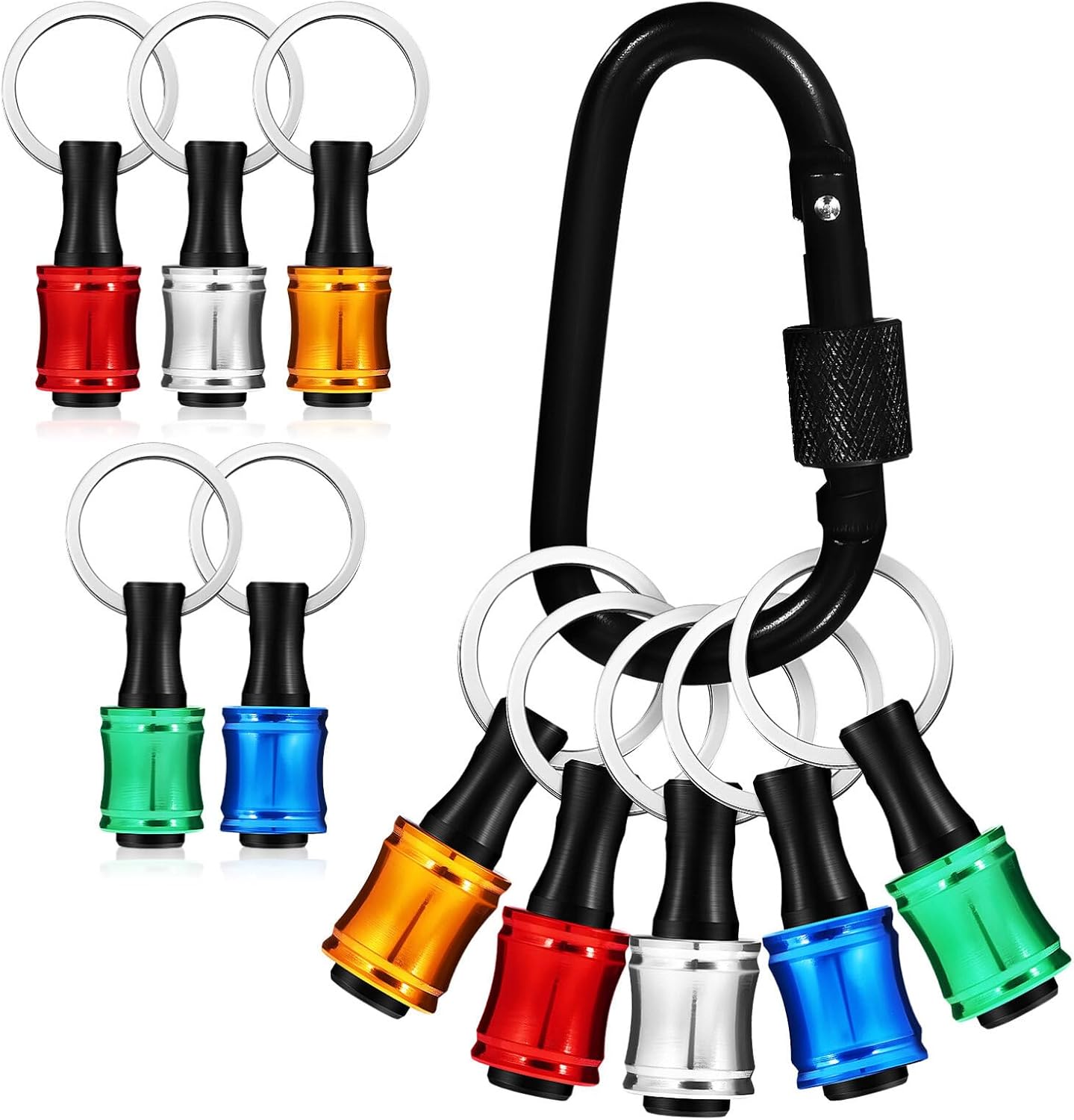 ULTECHNOVO 3sets Drill Bit Holder Extension Bar Portable Keychain Flexible Drill Extensions and Carabiner for Screwdrivers