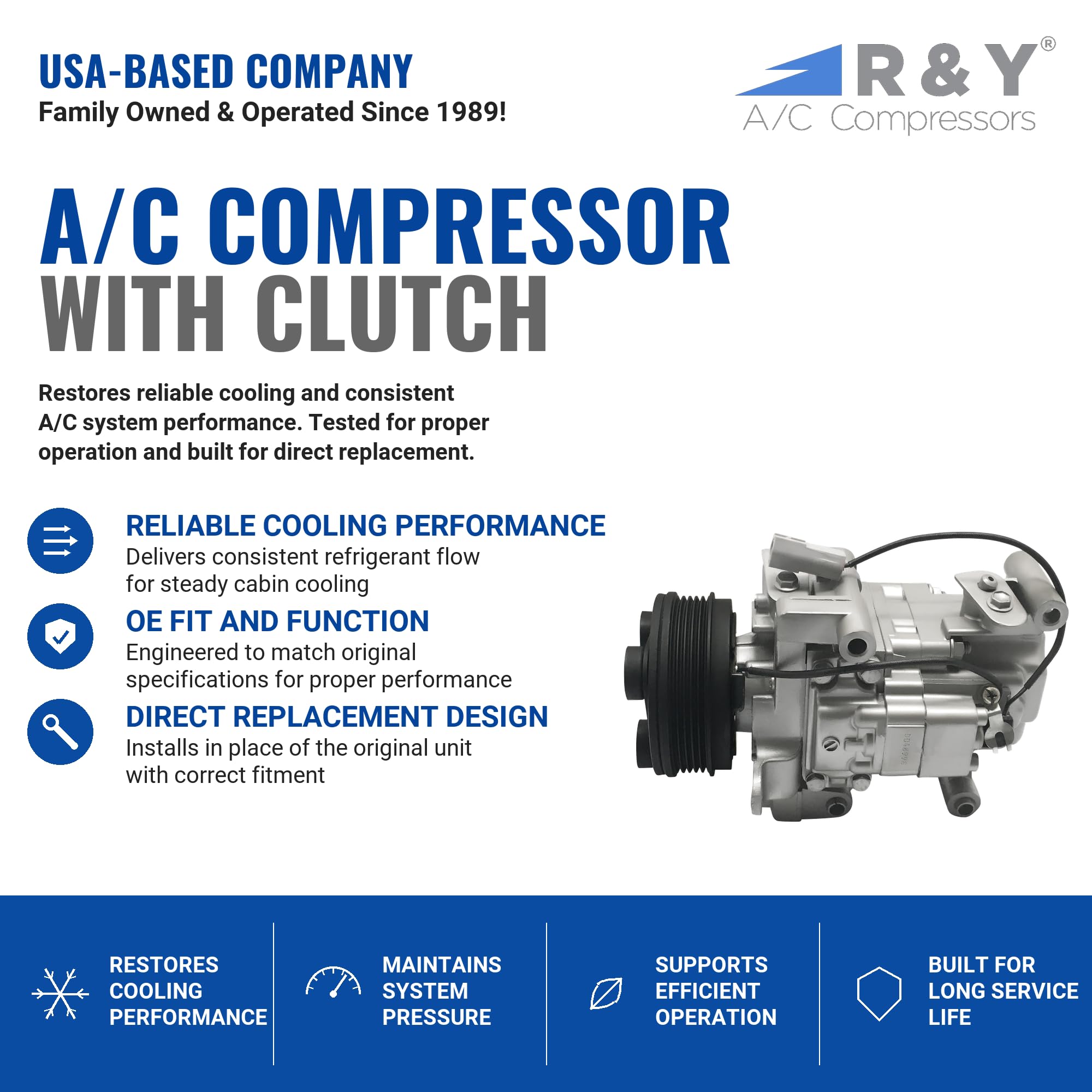 RYC Automotive Air Conditioning Compressor and A/C Clutch EG463