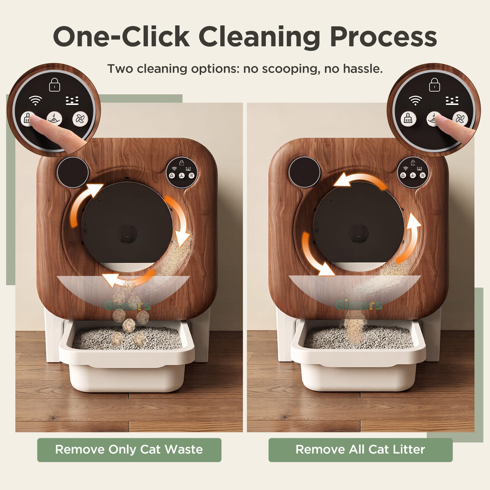 Gimars Litière pour Chat XXL 90 L Anti-pincement avec contrôle par Application, bac à litière Automatique pour Chat avec Tapis, Sacs poubelles et marchepied, Triple capteurs et contrôle des odeurs