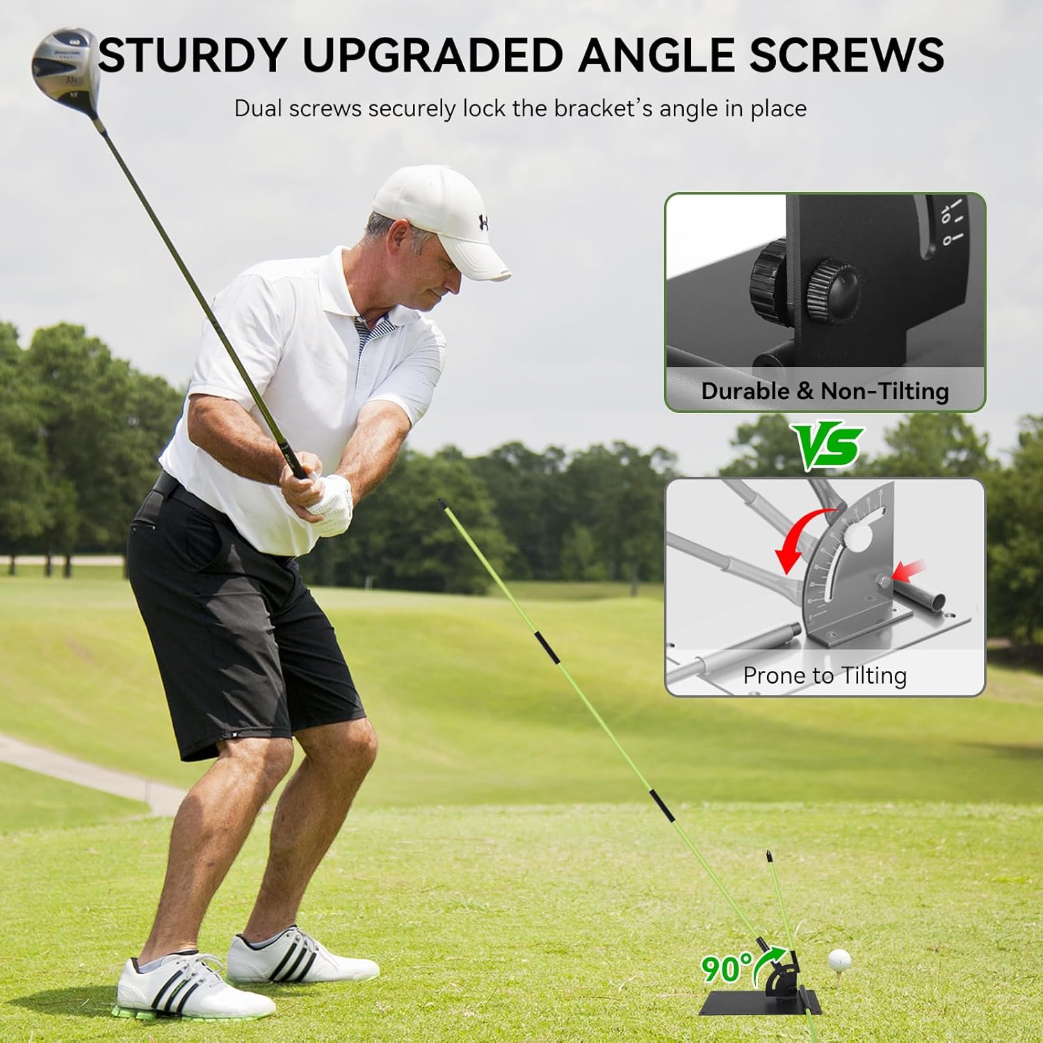 Adjustable Golf Alignment Stick Holder, Golf Training Aid with 48" Collapsible Alignment Sticks for Aiming, Putting, Swing Trainer, Golf Accessories Suitable for Golf Backyard Practice