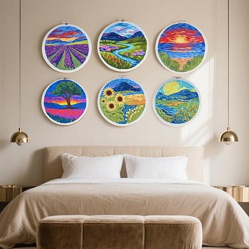 Miniatura 28 de Maydear Kit de bordado para principiantes, kit de agujas de perforación, kits de punto de cruz, kit de inicio de bordado estampado francés