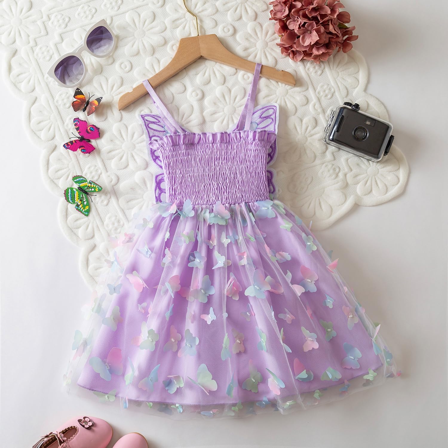 Nileafes Toddler Girl Fairy Butterfly Tulle Dress Sequins Birthday Princess Casual Holiday Dresses - Image 2