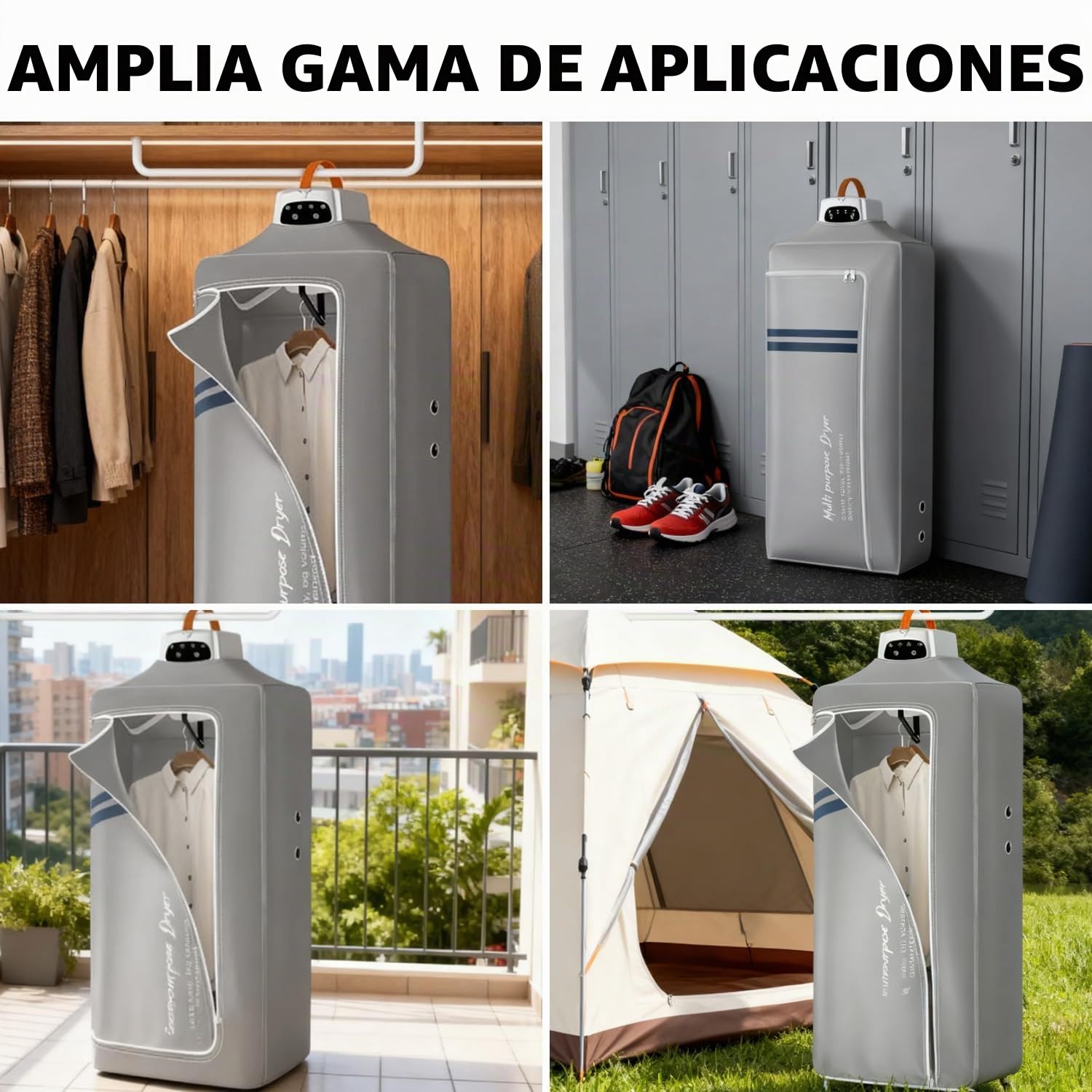 Secadora de ropa portátil, 600 W, plegable, minimáquina de secado con bolsa de secado, secadora de aire caliente eléctrica pequeña con secado de 360°, diseño de ranura de 7 niveles, mini secadora para