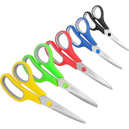 Scissors, Taotree 8" Scissors All Purpose Bulk Pack of 5, Stainless Steel Sharp Scissors for Office Home General Use, High/College School Classroom Teacher Student Kids Scissors Supplies, Same Size