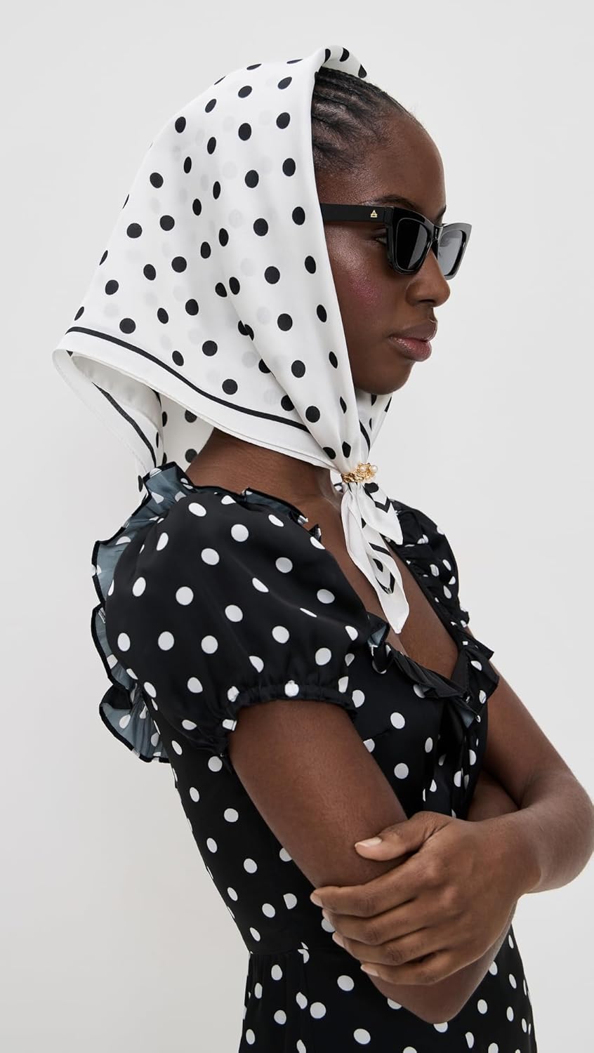 Lele Sadoughi Women's Polka Dot Square Satin Scarf - Image 3