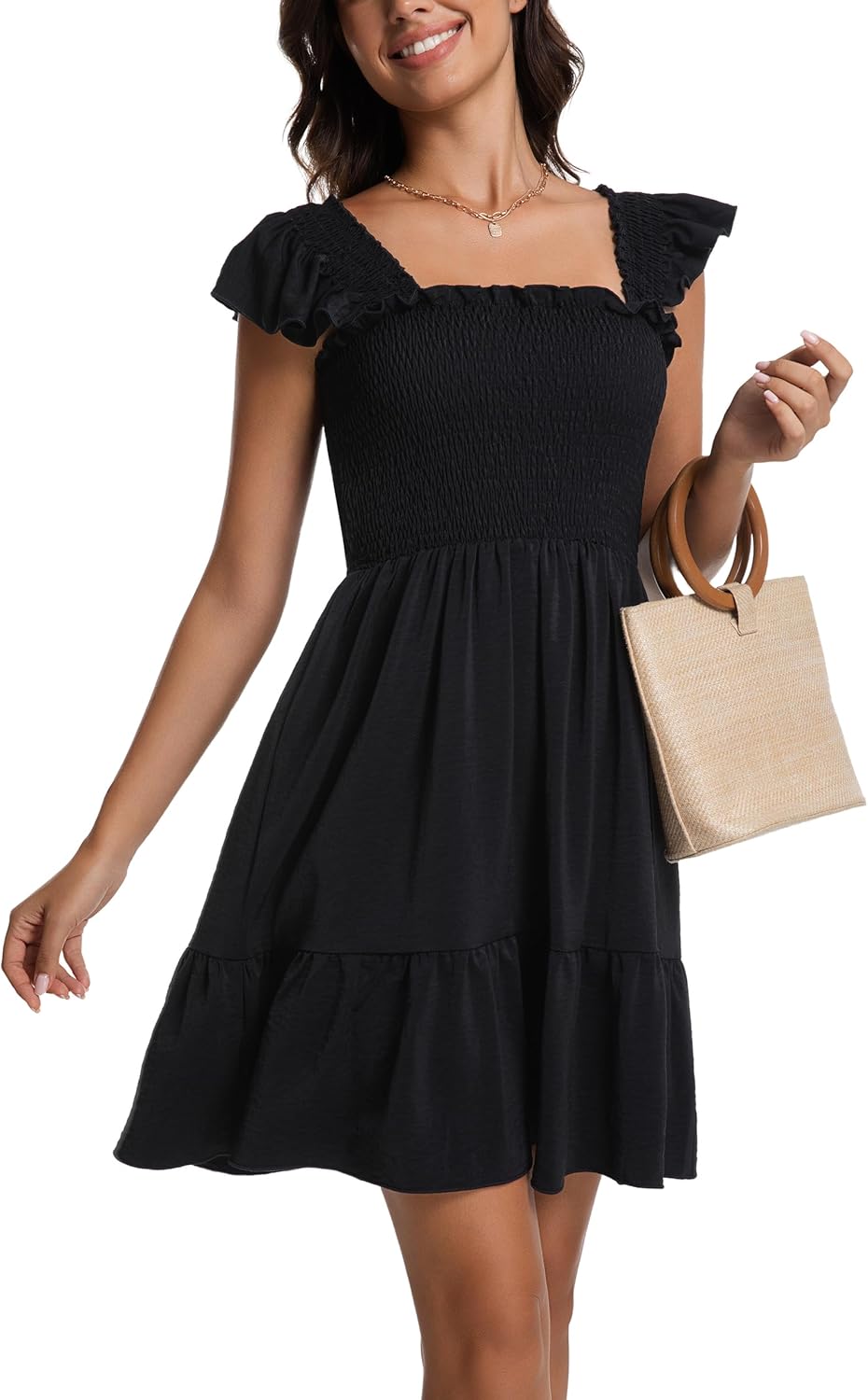 Women's Summer Short Sleeve Casual Dresses V-Neck Floral Party Dress with Pockets - Image 2