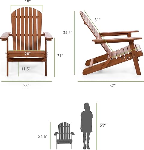 Miniatura 2 de HOMES Inside + Out Veery - Silla plegable Adirondack para interiores y exteriores con reposabrazos anchos, resistente a los rayos UV y al agua,