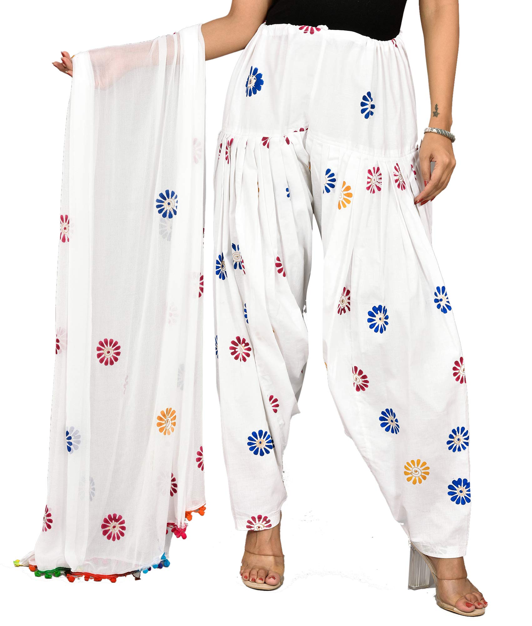 Women's Regular Fit Cotton Casual Style Patiala And Dupatta Set (V_Sal_Dup_Blue_Blue, White_Free Size) Patialas-picture-39