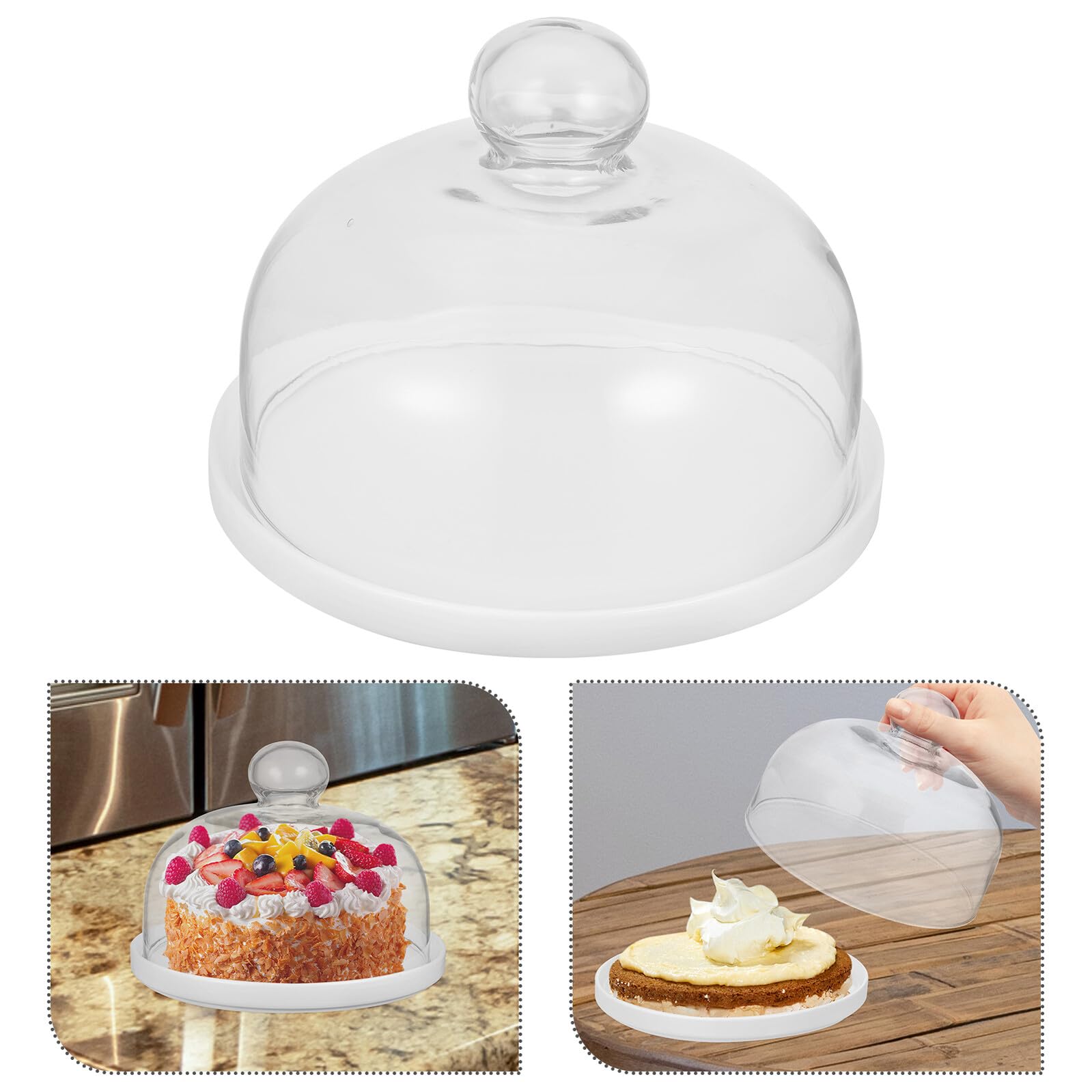 Ipetboom Plato para Tartas Casero con Tapa de Cristal y Base de Cerámica