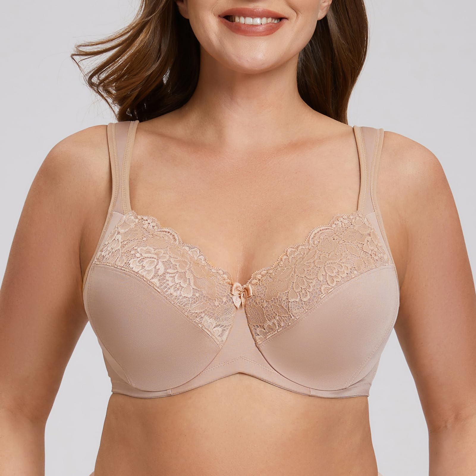 MELENECA Damski biustonosz Minimizer Full Cover Plus Size Fiszbiny Koronkowe