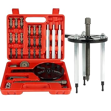 AUTOBABA 21 in 1 Bearing Puller Set Bearing Removal Tool 3 Jaw Puller with Puller Head DL1 / DL2 / DL3 / DL4 / DL5 / DL6 Fit Bearings 6005/6006/6007/6008 Heavy Duty Bearing Splitter with Box