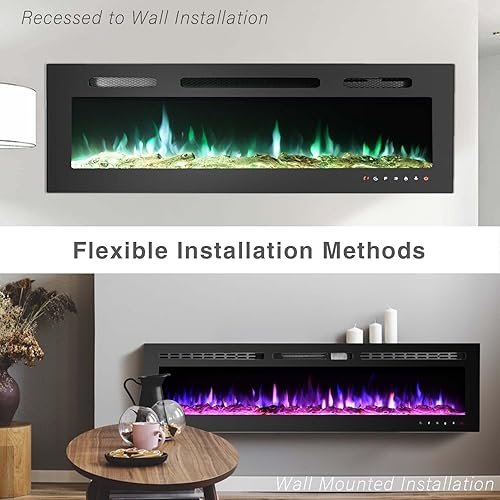 Miniatura 6 de Insertos de chimenea eléctrica de 70 pulgadas chimenea montada en la pared chimenea eléctrica empotrada chimenea LED chimenea lineal 7501500 W