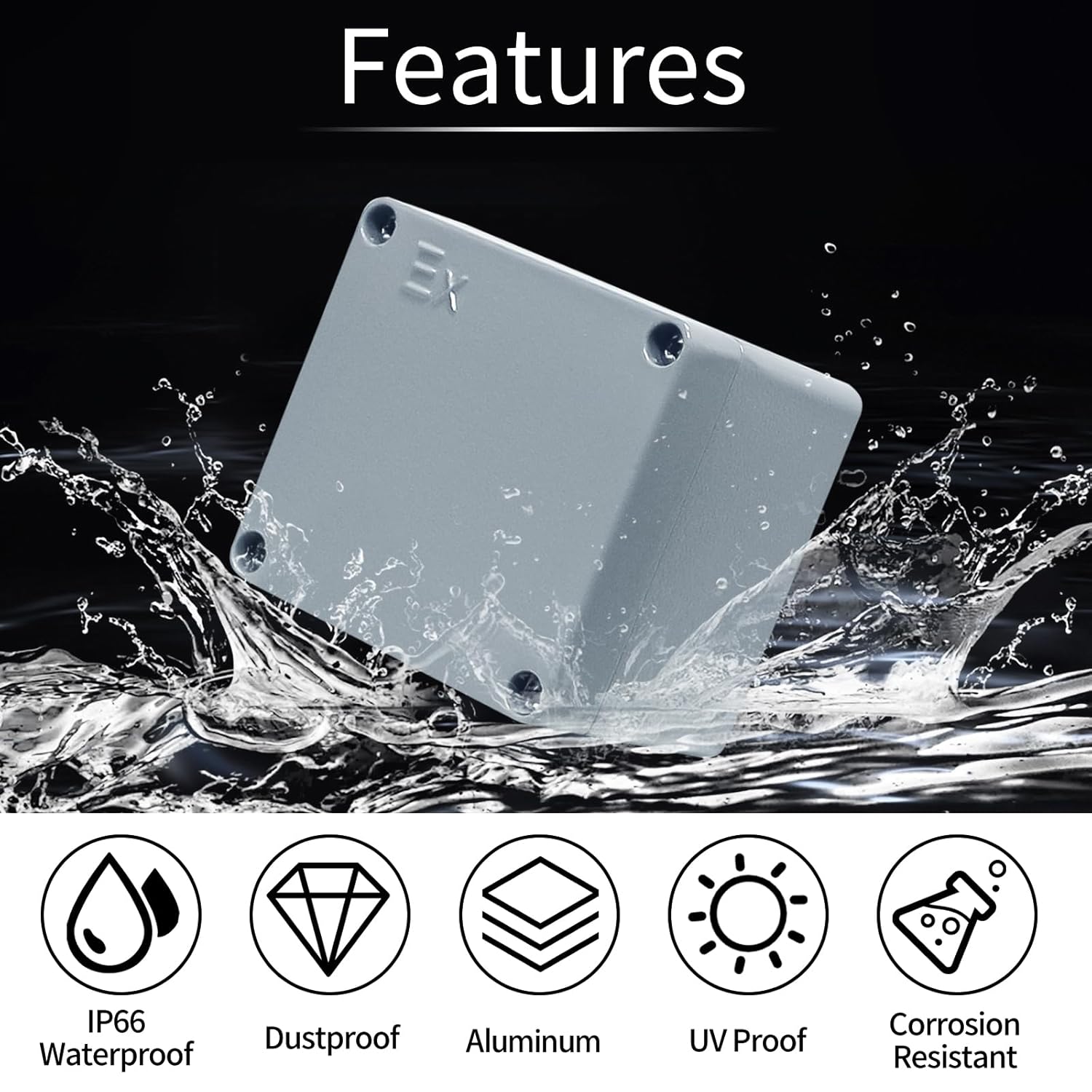 Aluminum Project Box Waterproof Electrical Junction Box Outdoor Electrical Aluminum Alloy Metal Box Outdoor Universal Enclosure Gray 3.1"x2.9"x2.3"