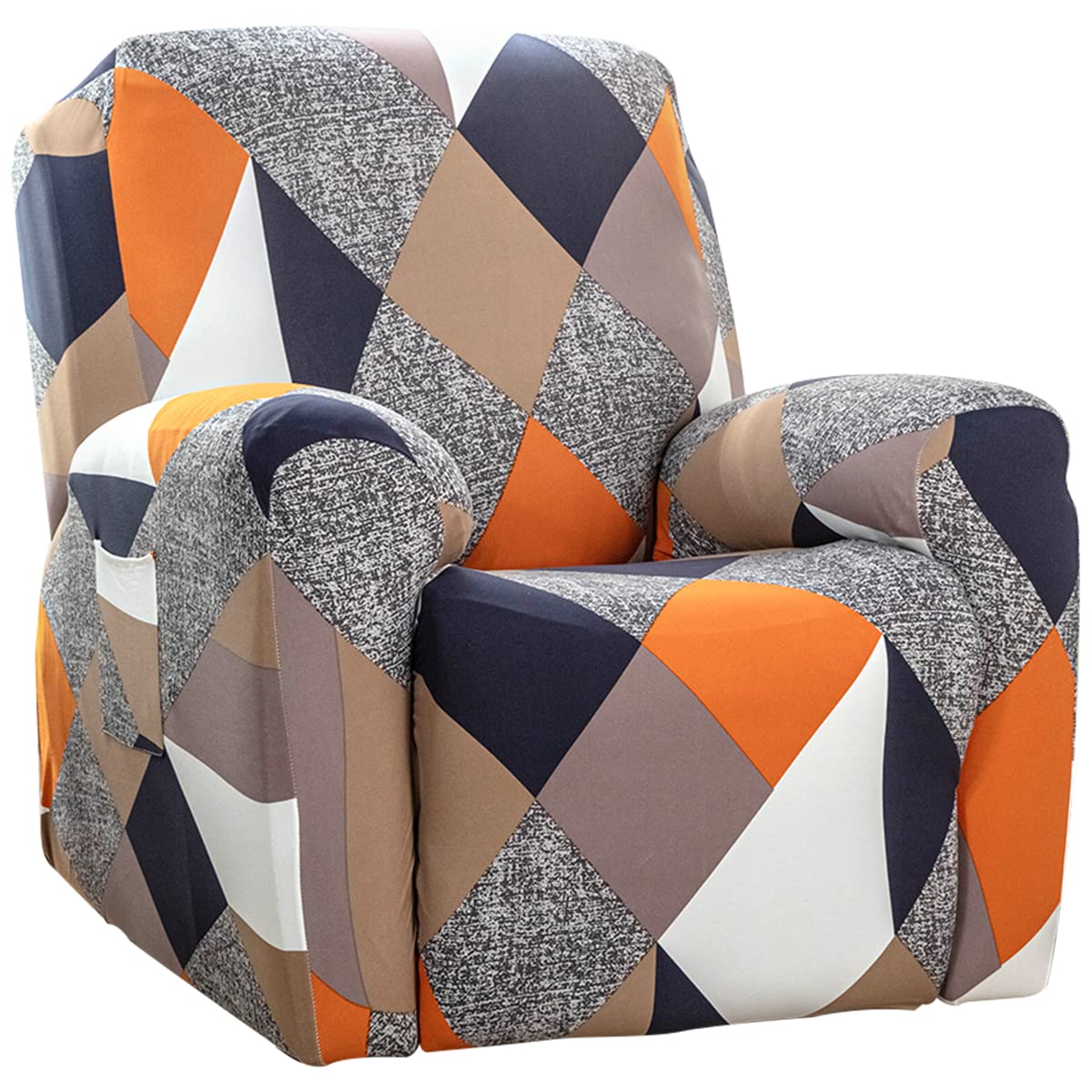 Set of 4 Recliner Chair Covers with Side Pockets for Electric Chair, Floral Stretch Recliner Sofa Slipcovers, Non Slip Reclining Sofa Cover, Protector for Couch(Style 3)