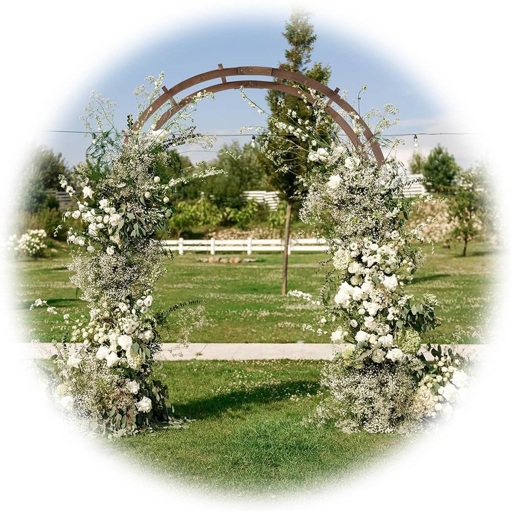 Ciężki drewniany łuk ogrodowy, rustykalny łuk ślubny na ceremonie, stojak na tło łuku 4 × 7 stóp, dekoracja pergoli trawnika ogrodowego (rozmiar: 55 cali/140 cm)