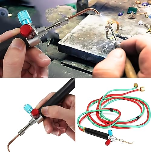 Miniatura 7 de Linterna de soldadura con 5 puntas para cilindros y mangueras de oxígeno, mini soplete de gas portátil para reparación de joyas, mini soplete de