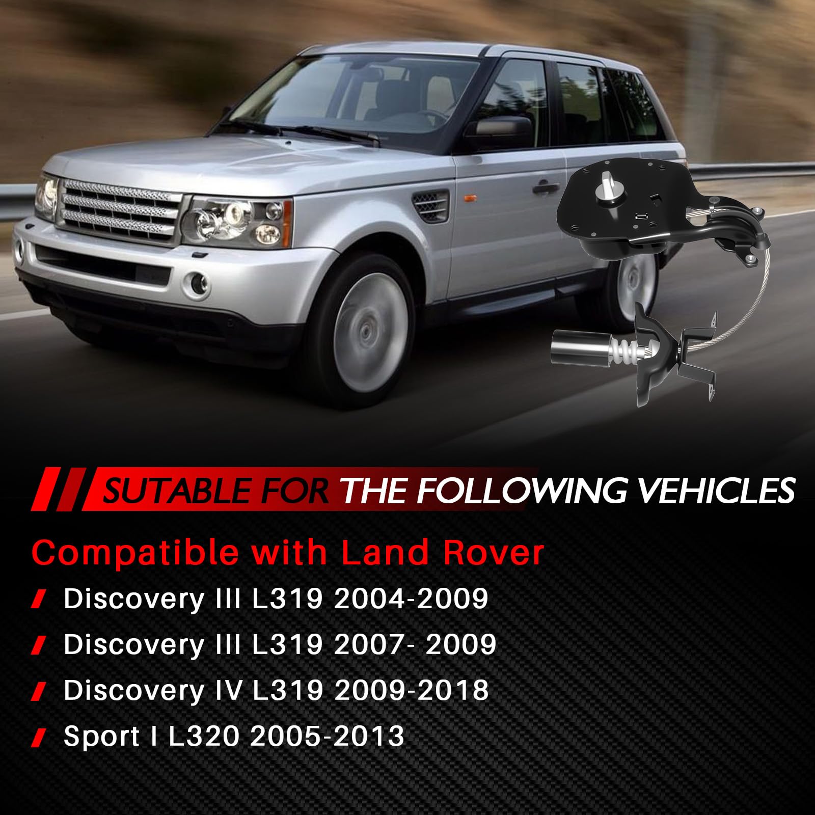 Conjunto de cabrestante para rueda de repuesto, elevador para rueda de repuesto compatible con Range Rover Discovery 3 4 Sport (2005-2013), repuesto para LR039486, LR064520 LR024145