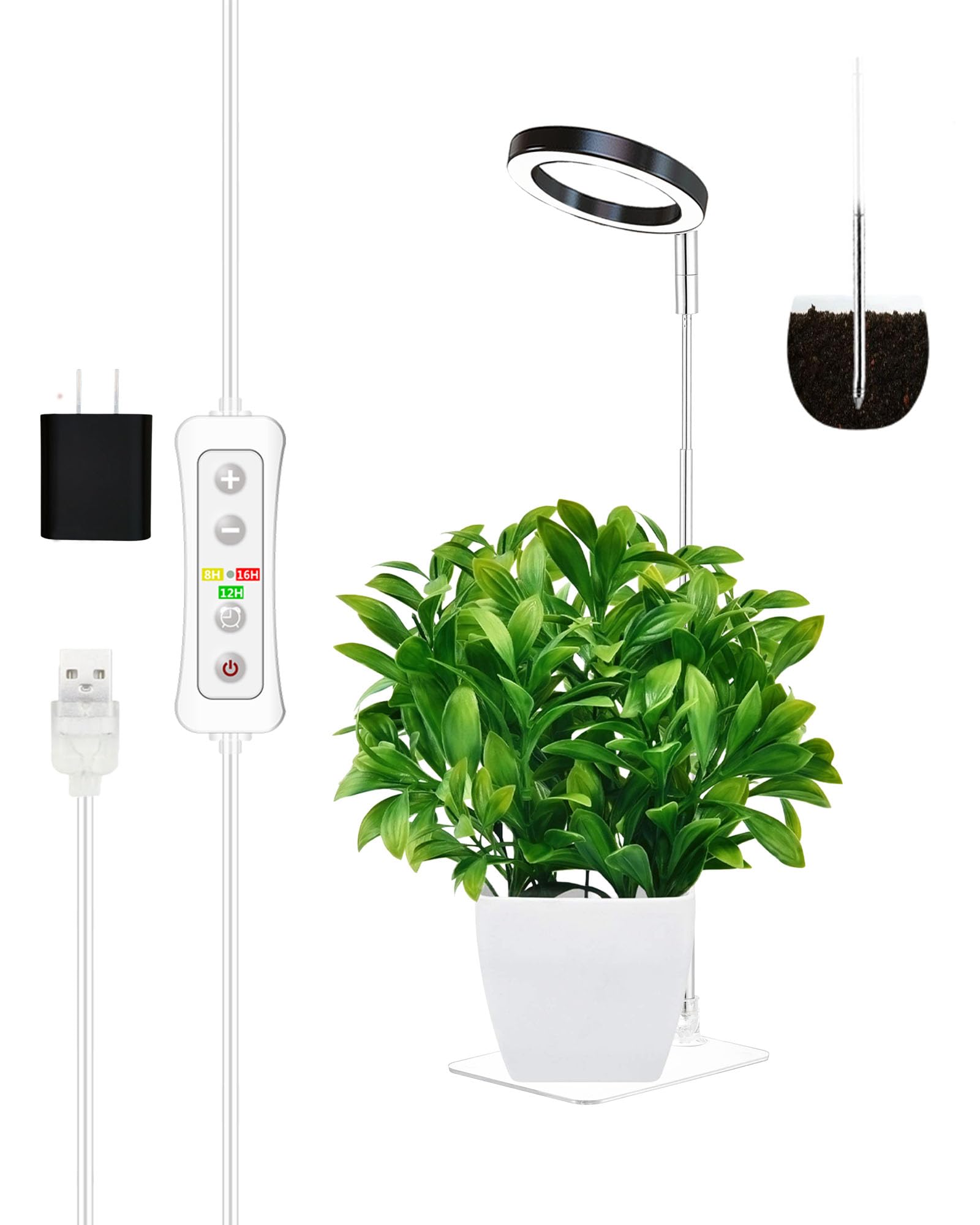 plant grow light,yadoker led growing light full spectrum for indoor plants,height adjustable, automatic timer, 5v low safe voltage,idea for small plant light